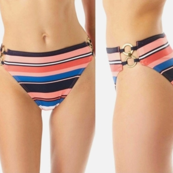 MICHAEL Michael Kors Other - NWT Michael Kors Bright Stripe High Waist Bikini Bottom Ring Chain
